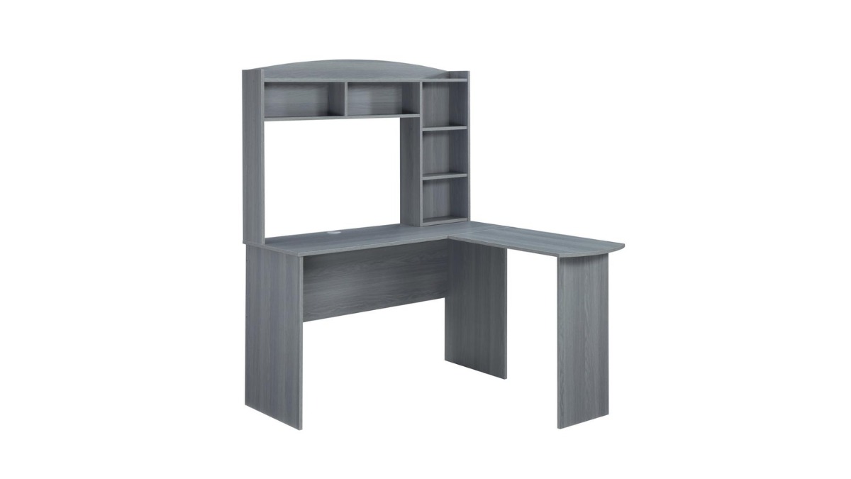 Trio Supply House Modern L-Shaped Desk with Hutch