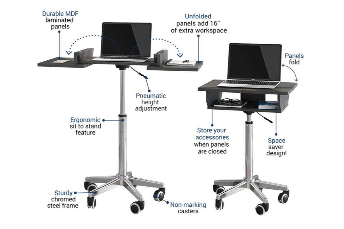 Trio Supply House Folding Table Laptop Cart Graphite