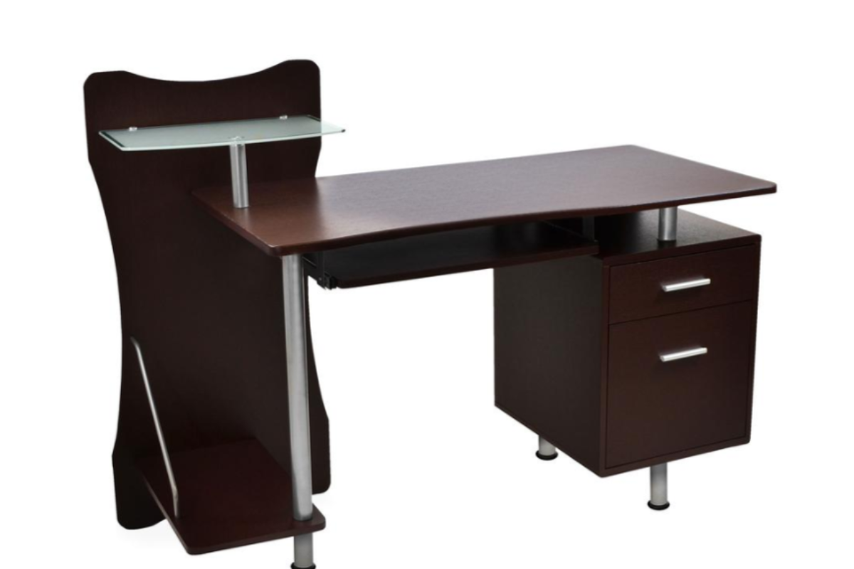 Trio Supply House Stylish Computer Desk with Storage: Chocolate