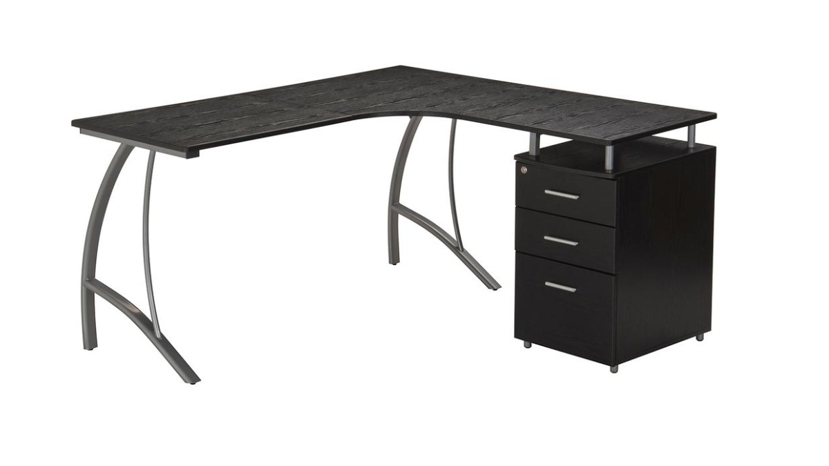 Trio Supply House L- Shaped Desk: File Cabinet and Storage