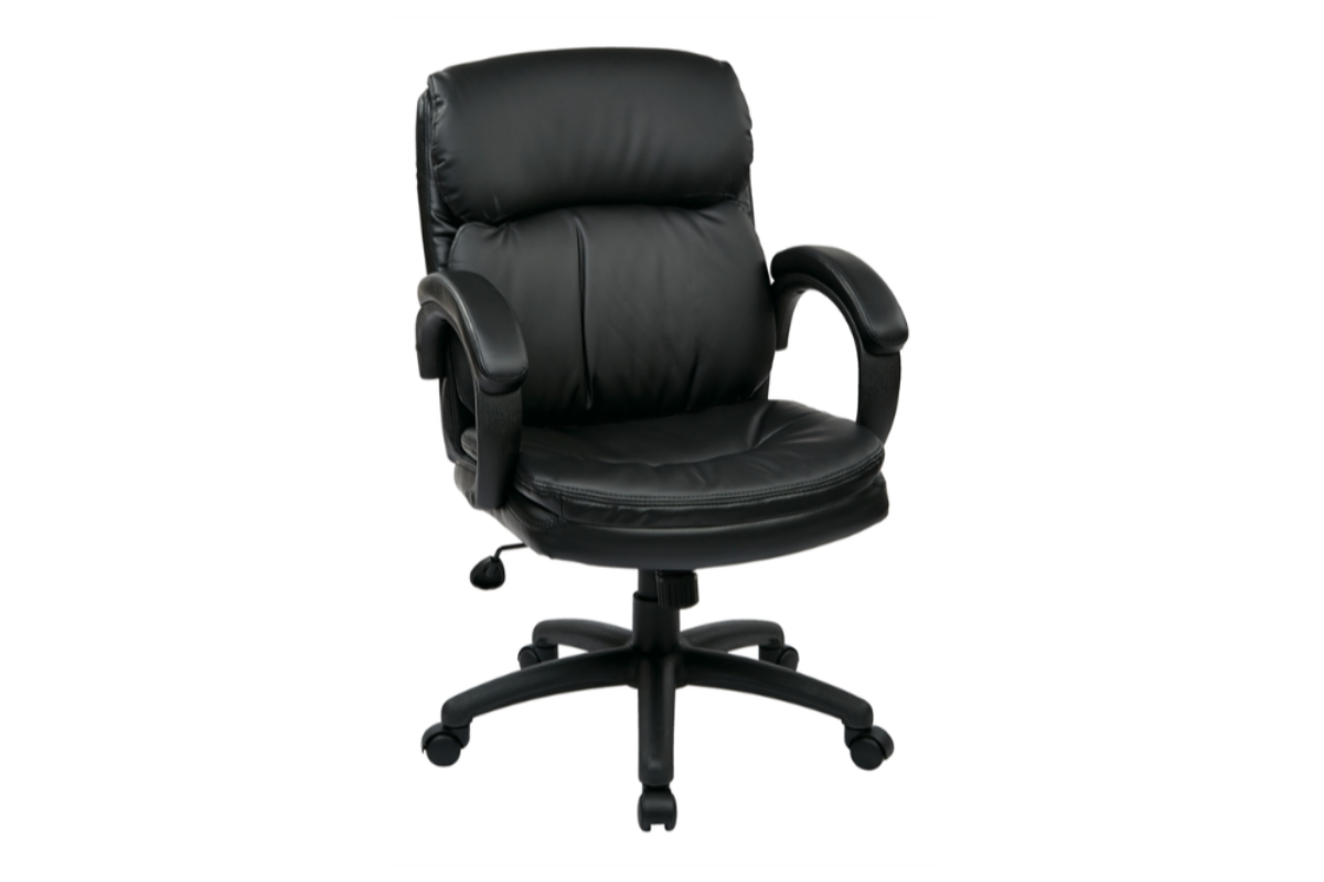 Trio Supply House Mid Back Black Bonded Leather Chair