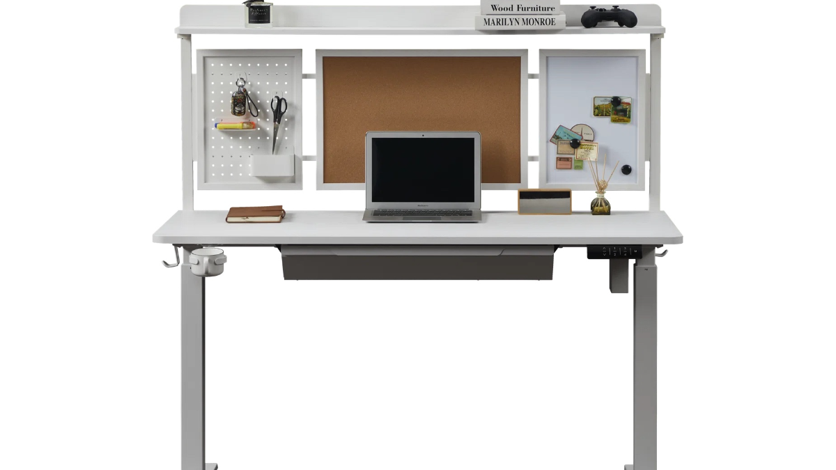 Kowo K3041 Standing Desk: Pegboard & Drawer