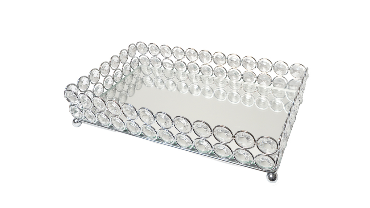 All the Rages Elipse Crystal and Chrome Mirrored Vanity Tray