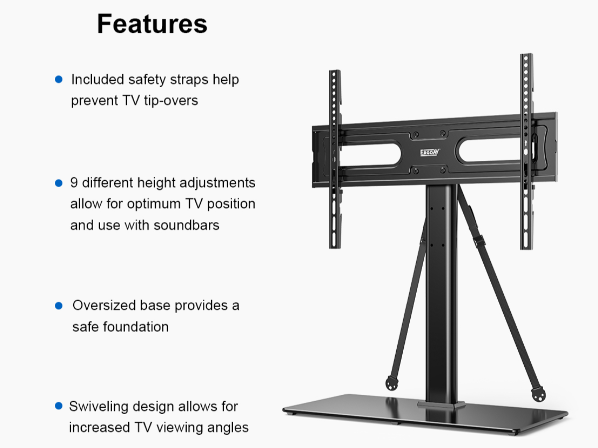 Tabletop TV Stand with Swivel for 40" to 75" TVs