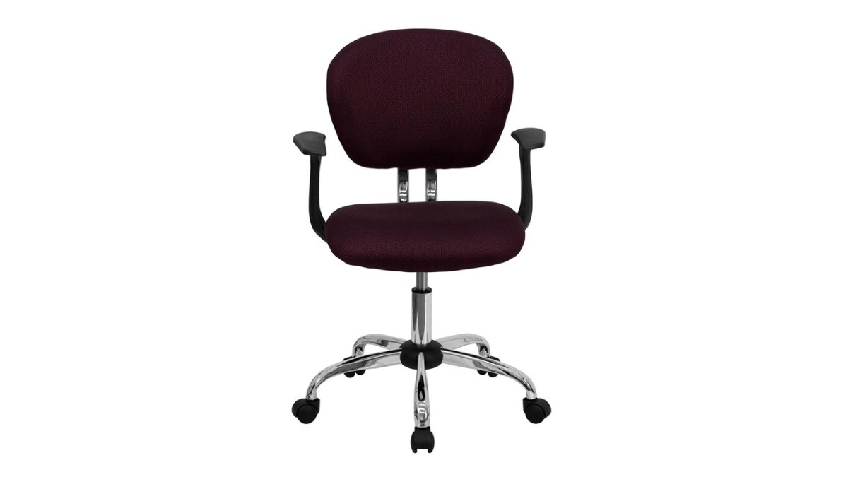 Mid-Back Orange Mesh Padded Swivel Task Office Chair with Chrome