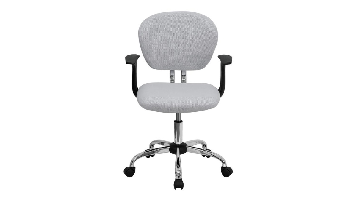 Mid-Back Gray Mesh Padded Swivel Task Office Chair with Chrome Base