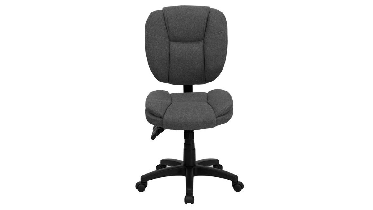 Mid-Back Black Fabric Multifunction Swivel Ergonomic Task Office Chair with  Pillow Top Cushioning and Arms