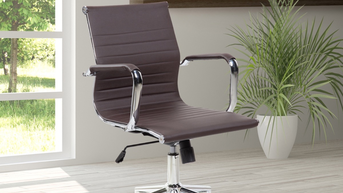 Techni Mobili Modern Medium Back Office Chair - Chocolate