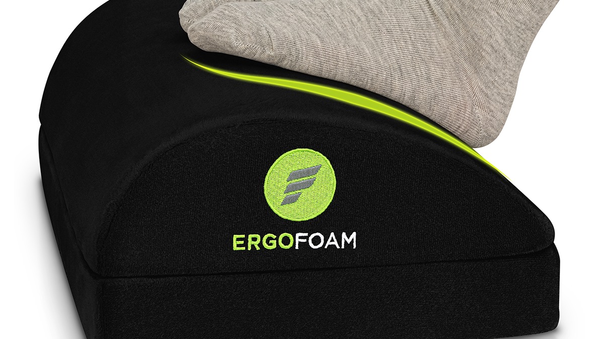 ErgoFoam Adjustable Desk Foot Rest: Orthopedic Teardrop Design