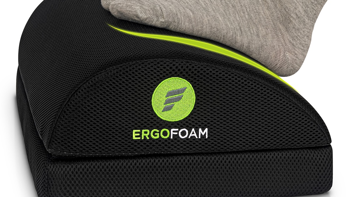 ErgoFoam Adjustable Desk Foot Rest: Orthopedic Teardrop Design