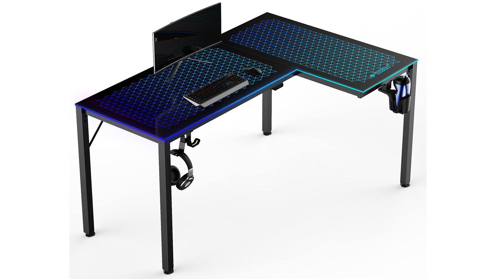 EUREKA ERGONOMIC L-shaped Glass Gaming Desk