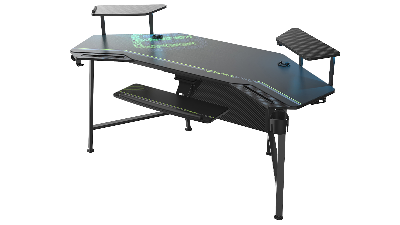 EUREKA ERGONOMIC Gaming Desk with Hutch: Keyboard Tray