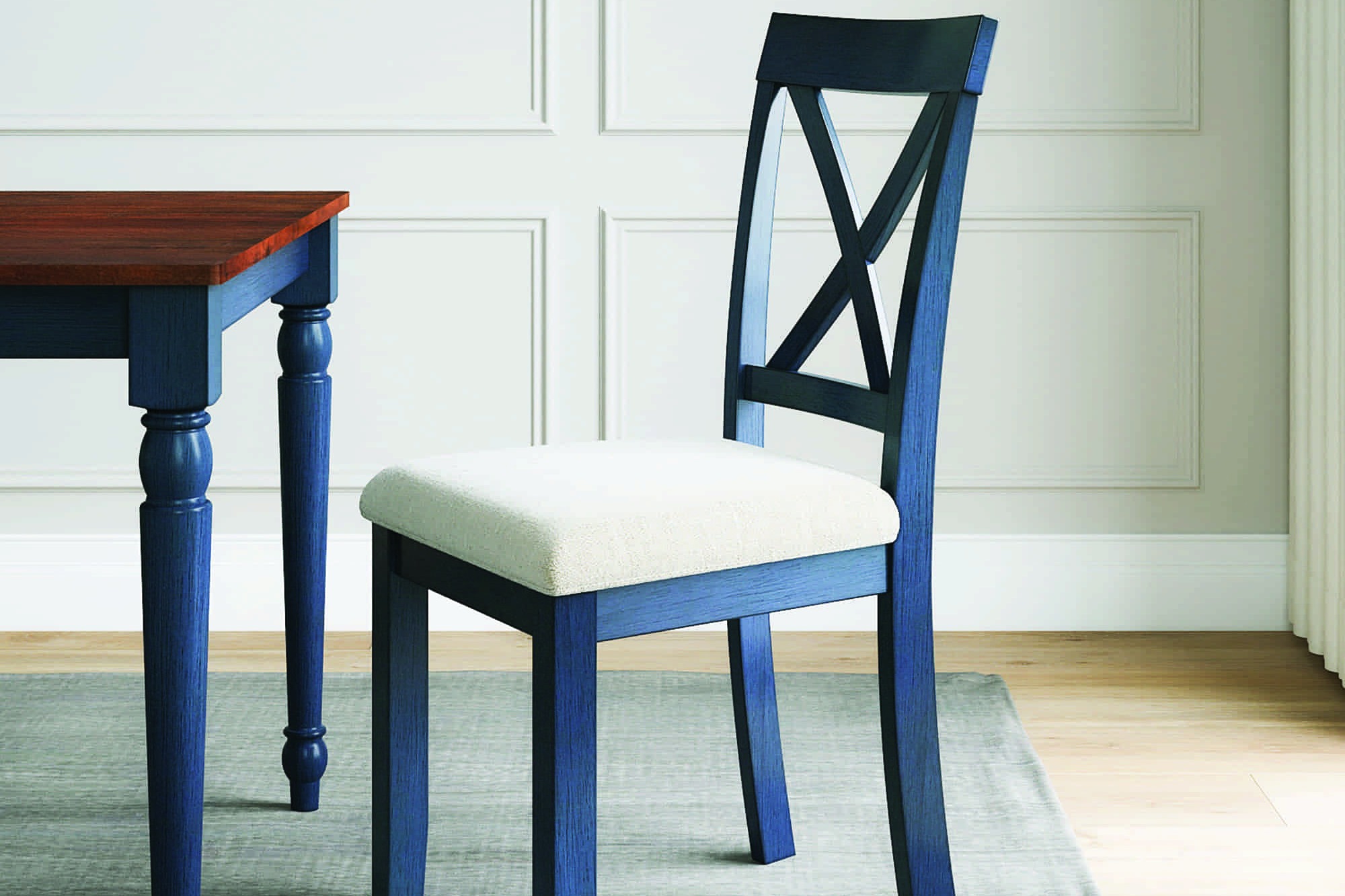 Set of Wood Upholstered Dining Chair