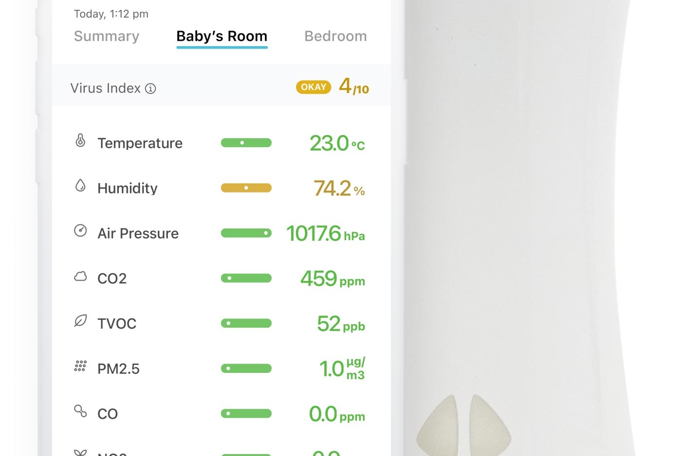 uHoo Smart Air Monitor Indoor Air Quality Sensor with Apps
