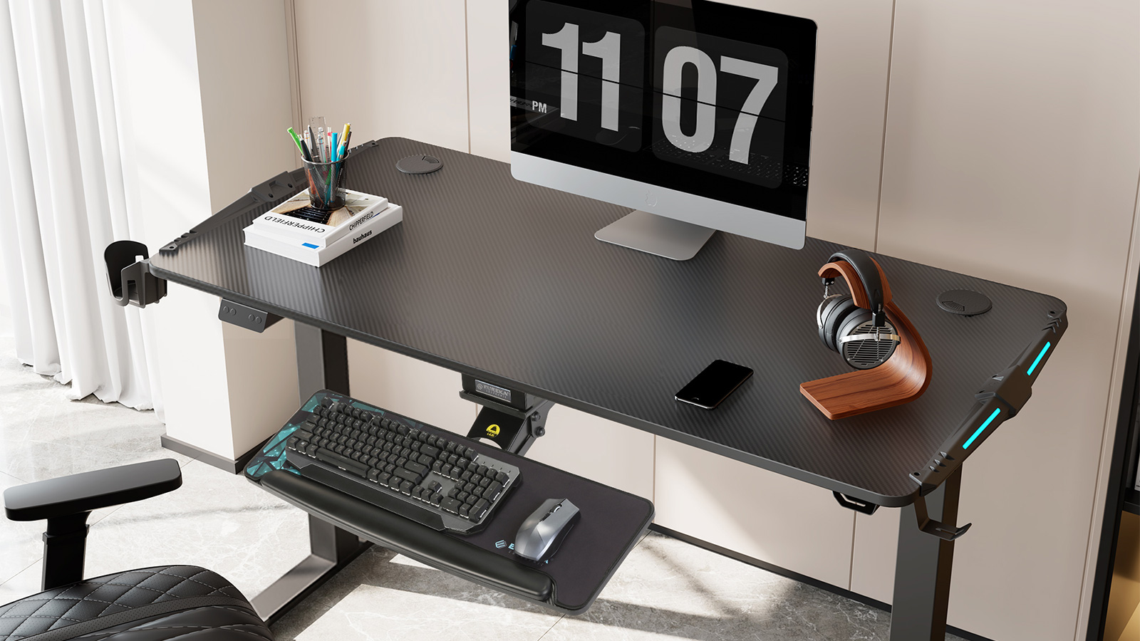 Eureka Ergonomic Height & Angle Adjustable Under Desk Black Keyboard Tray