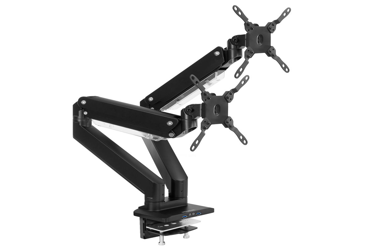 MountIt! MI4772 Dual Monitor Desk Mount w/ USB & Multimedia Ports