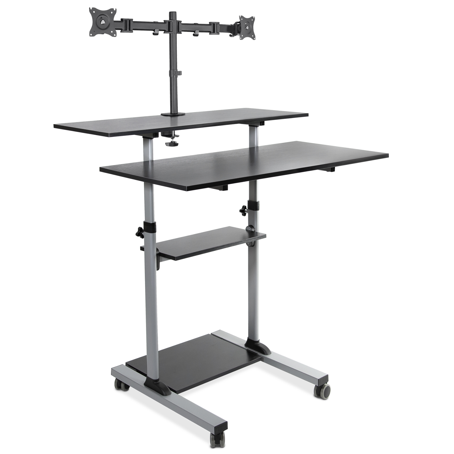 Large Height Adjustable Rolling Stand up Desk with Monitor Mount by Mount-It!