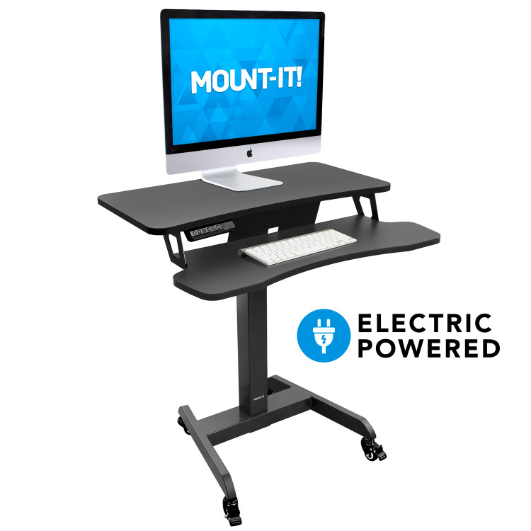 MountIt Electric Mobile Standing Desk Electric Desk with Wheels