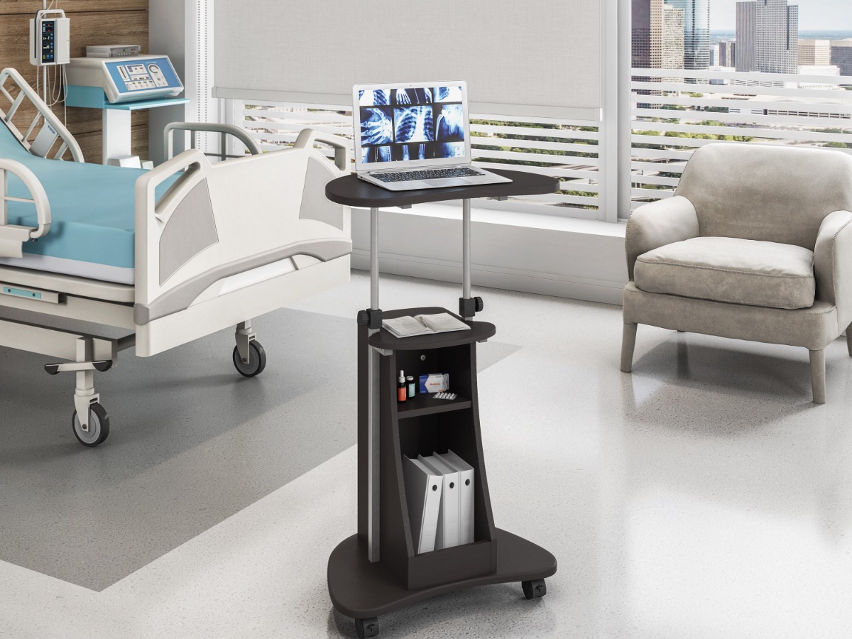 Techni Mobili Sit-to-Stand Rolling Adjustable Height Laptop Cart