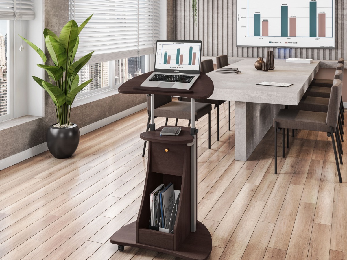 Techni Mobili Sit-to-Stand Rolling Adjustable Laptop Cart