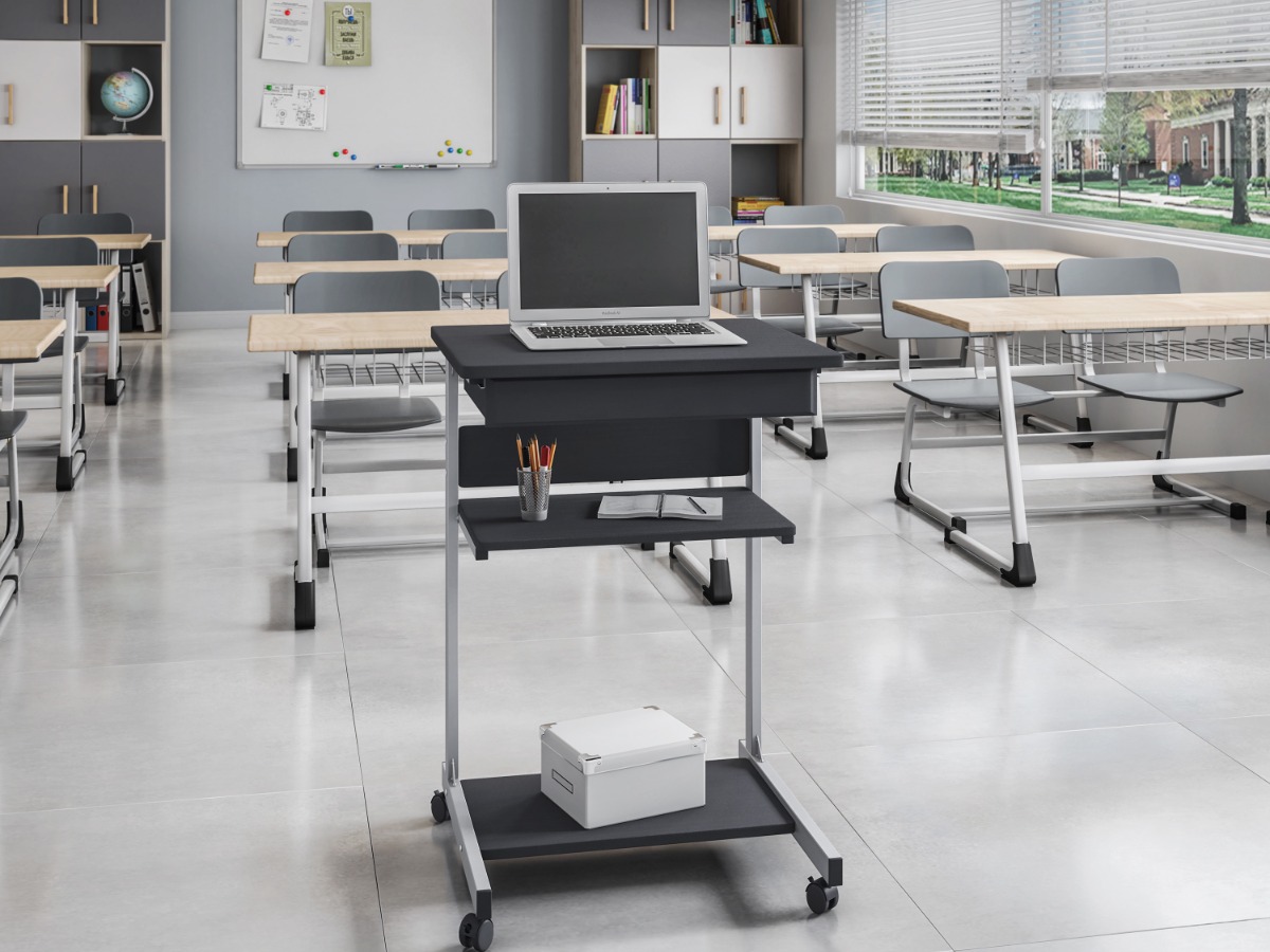 Techni Mobili Rolling Laptop Cart with Storage, Graphite