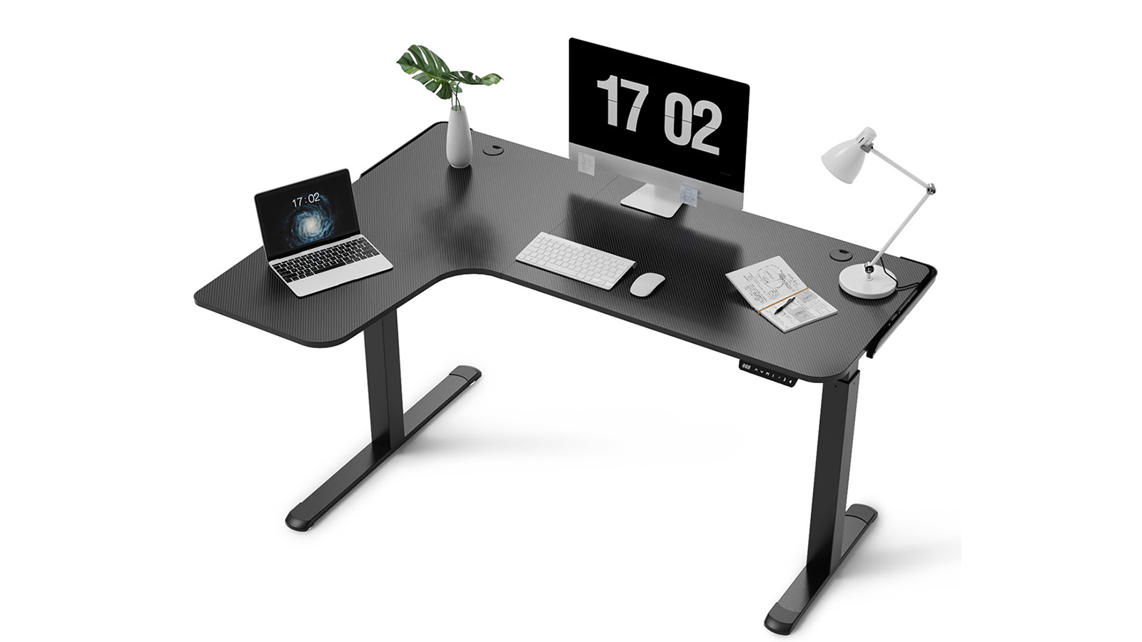 L Shaped Standing Desk ergonomic Adjustable Height Corner electric Sit  Stand Desk – UncagedErgonomics