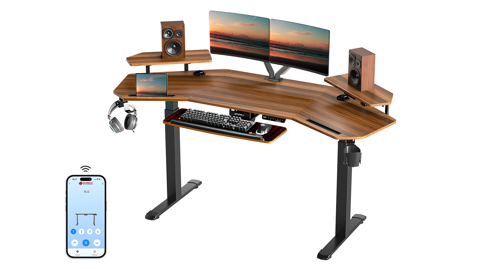 EUREKA ERGONOMIC AED 72 inch Standing Desk with Keyboard Tray, Walnut