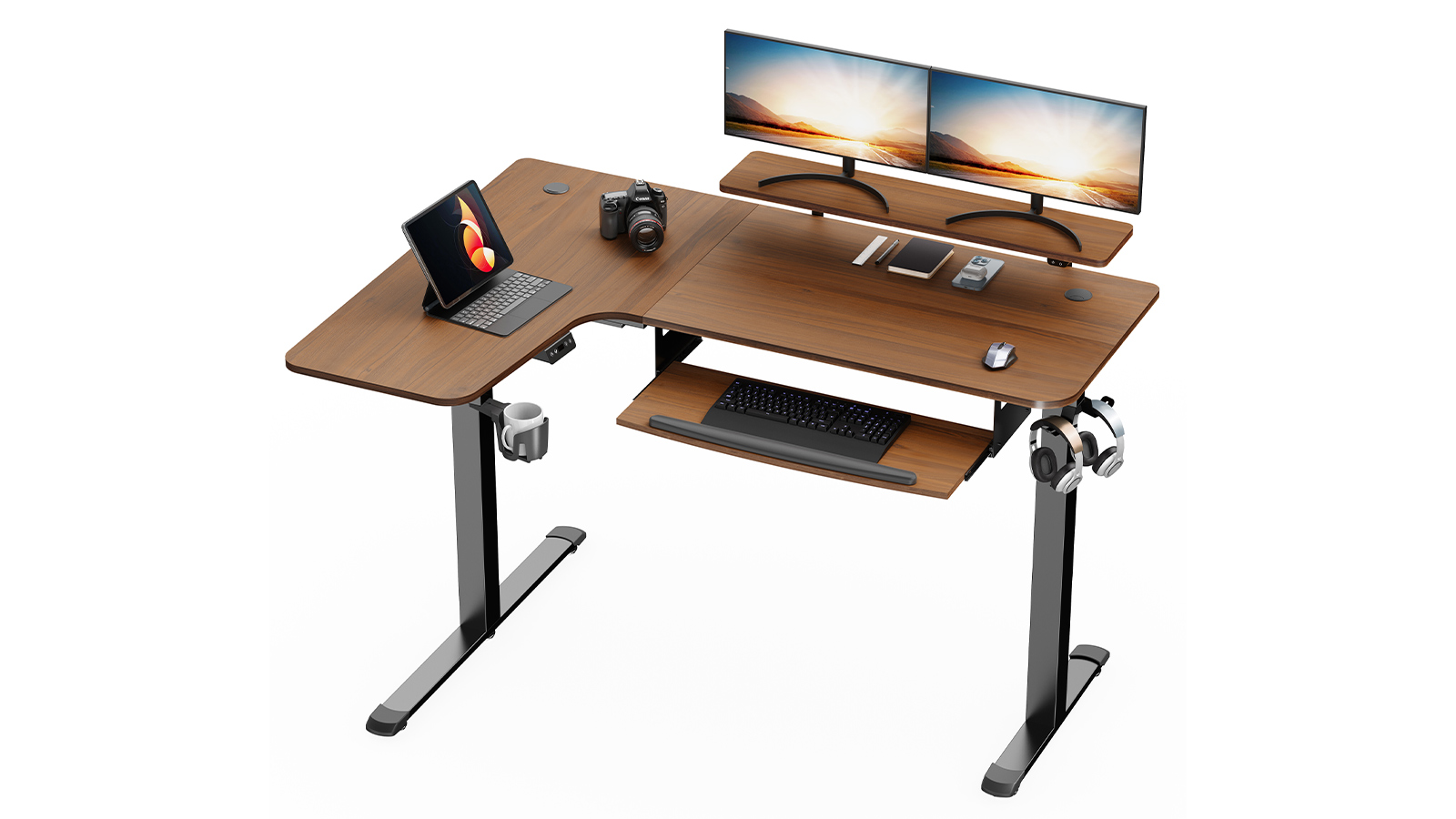 Eureka 60'' L shaped Computer Desk with Mouse Pad and Cable Management