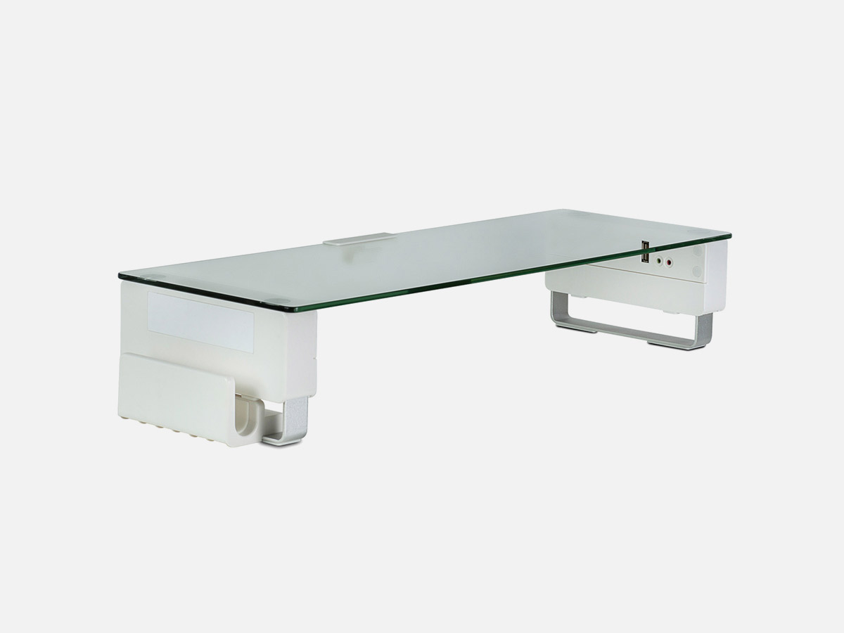 Mount-it! Tempered Glass & Aluminum Monitor Stand with USB