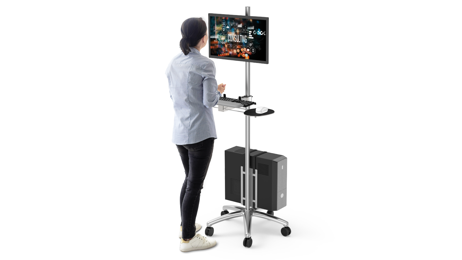 Modernsolid Mobile Computing Cart with CPU Holder
