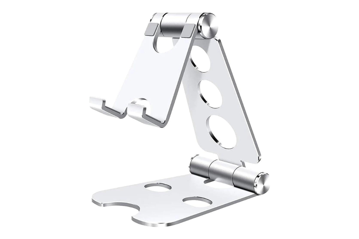 Foldable Stand for Most Cell Phones and Tablets up to 10" - Silver
