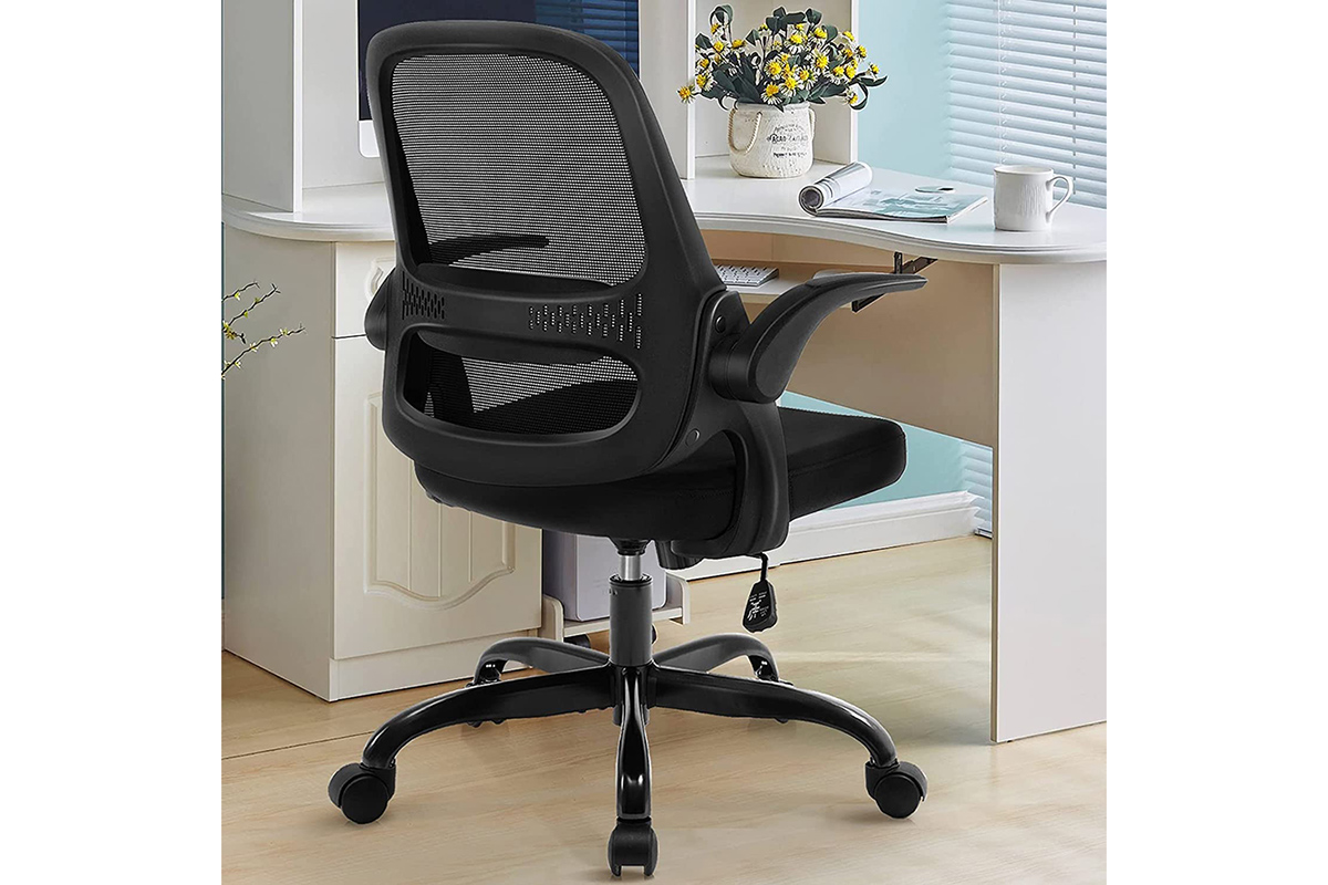 KERDOM Mesh Office Chair with Flip-up Arms & Lumbar Support