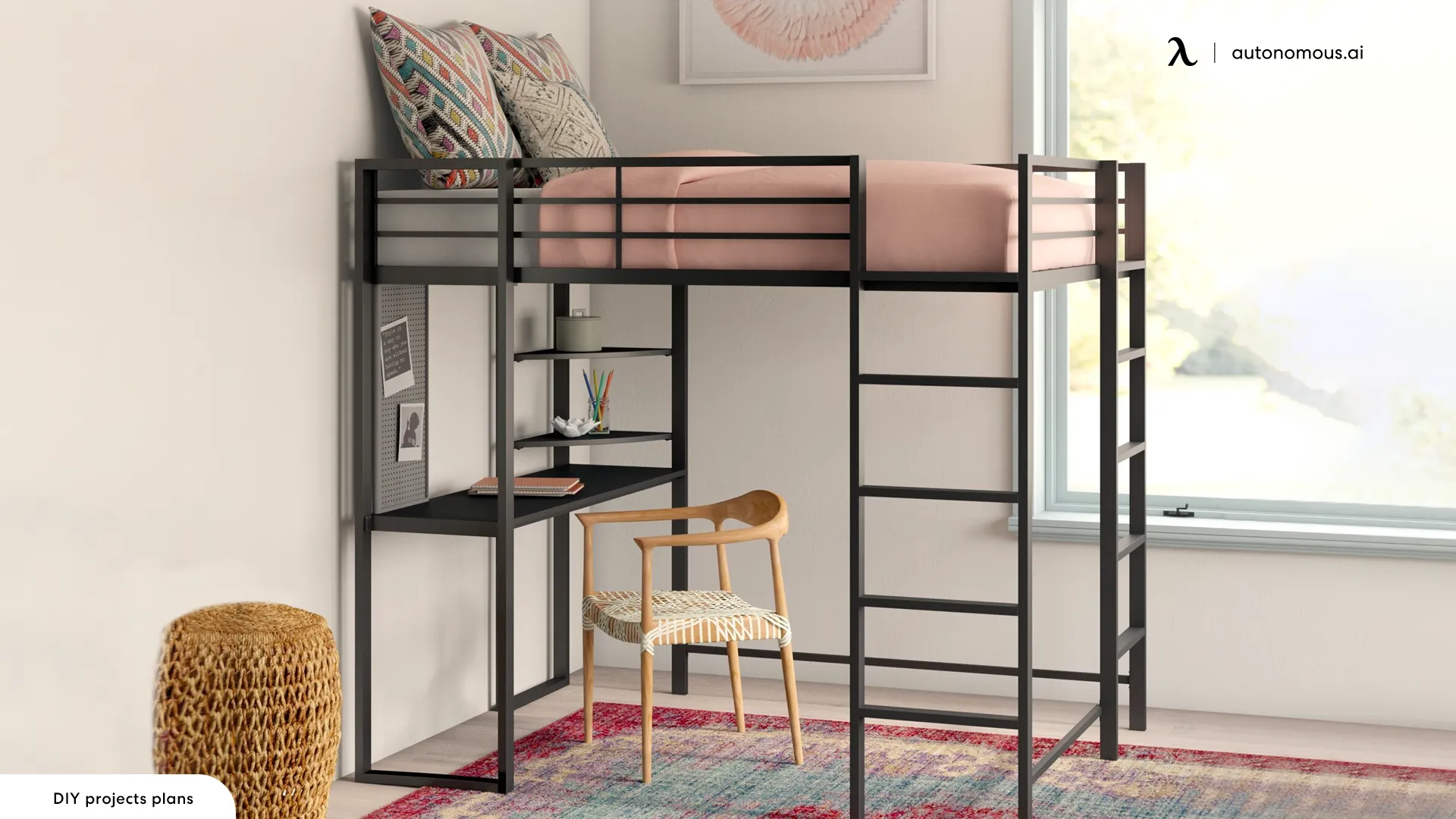DIY Bunk Bed with Desk for Maximizing Home Office Space