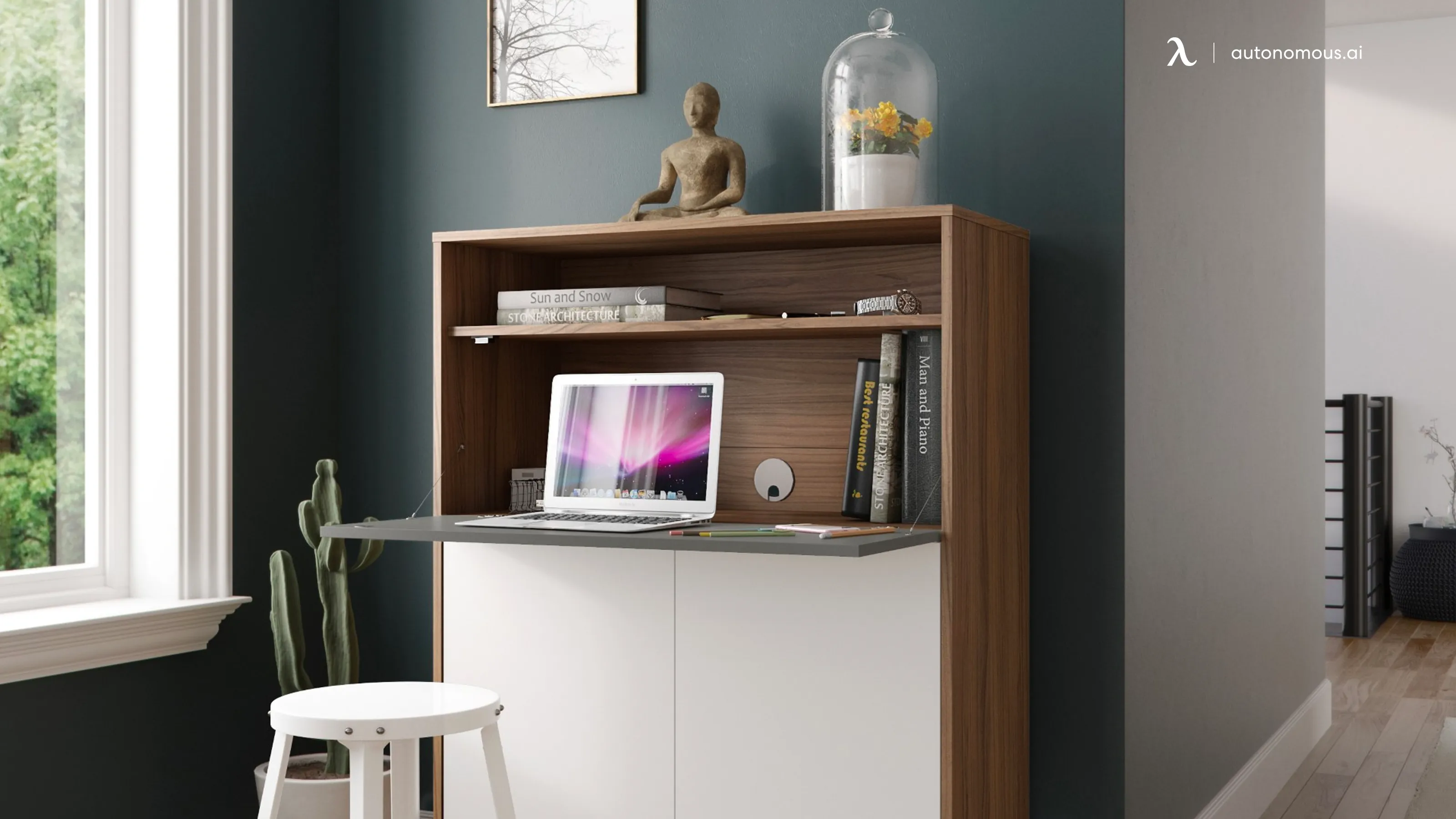 Small Secretary Desk with a Hutch for Home Office
