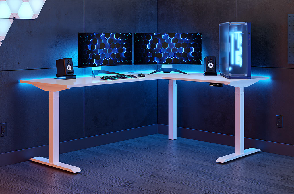 L Shaped Standing Desk With Twice The, How High Should My Gaming Desk Be