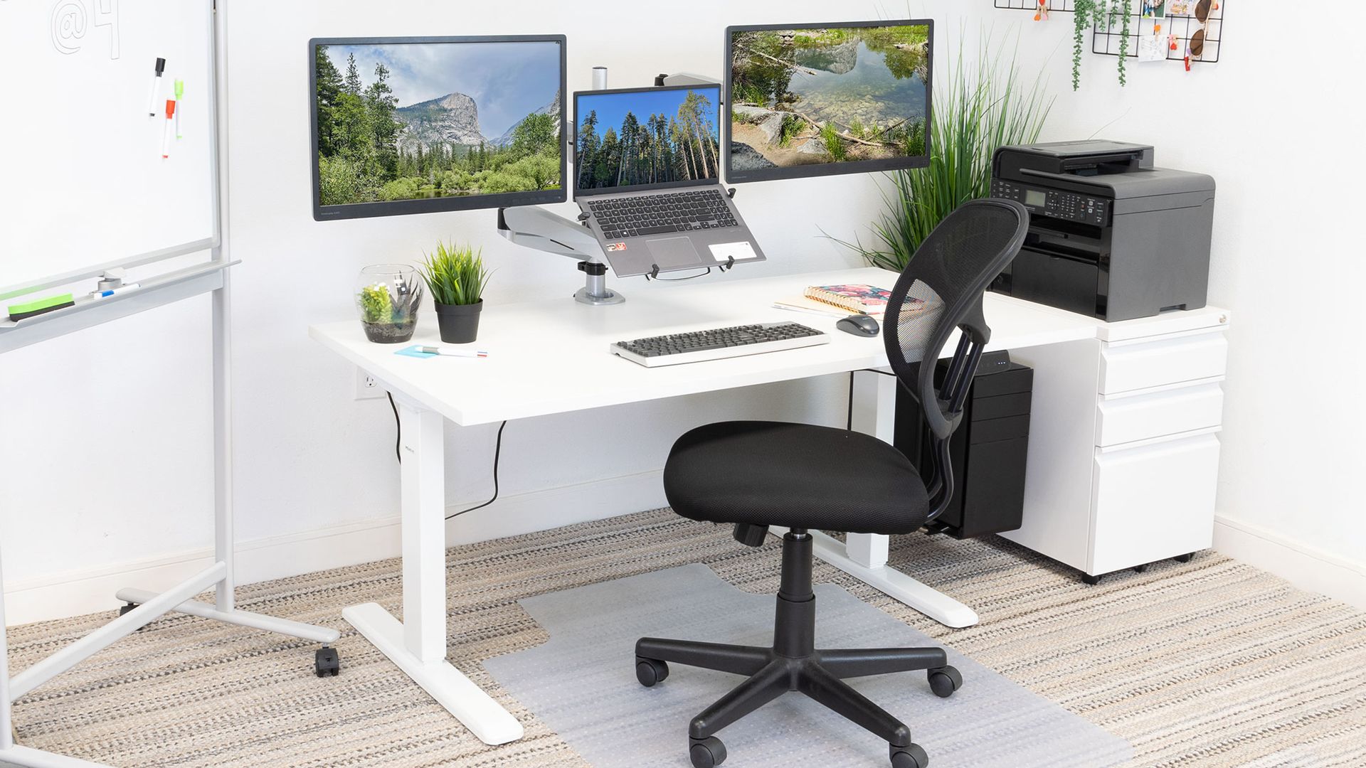 Integrated Electric Standing Desk with Monitor Mount, 1 Touch