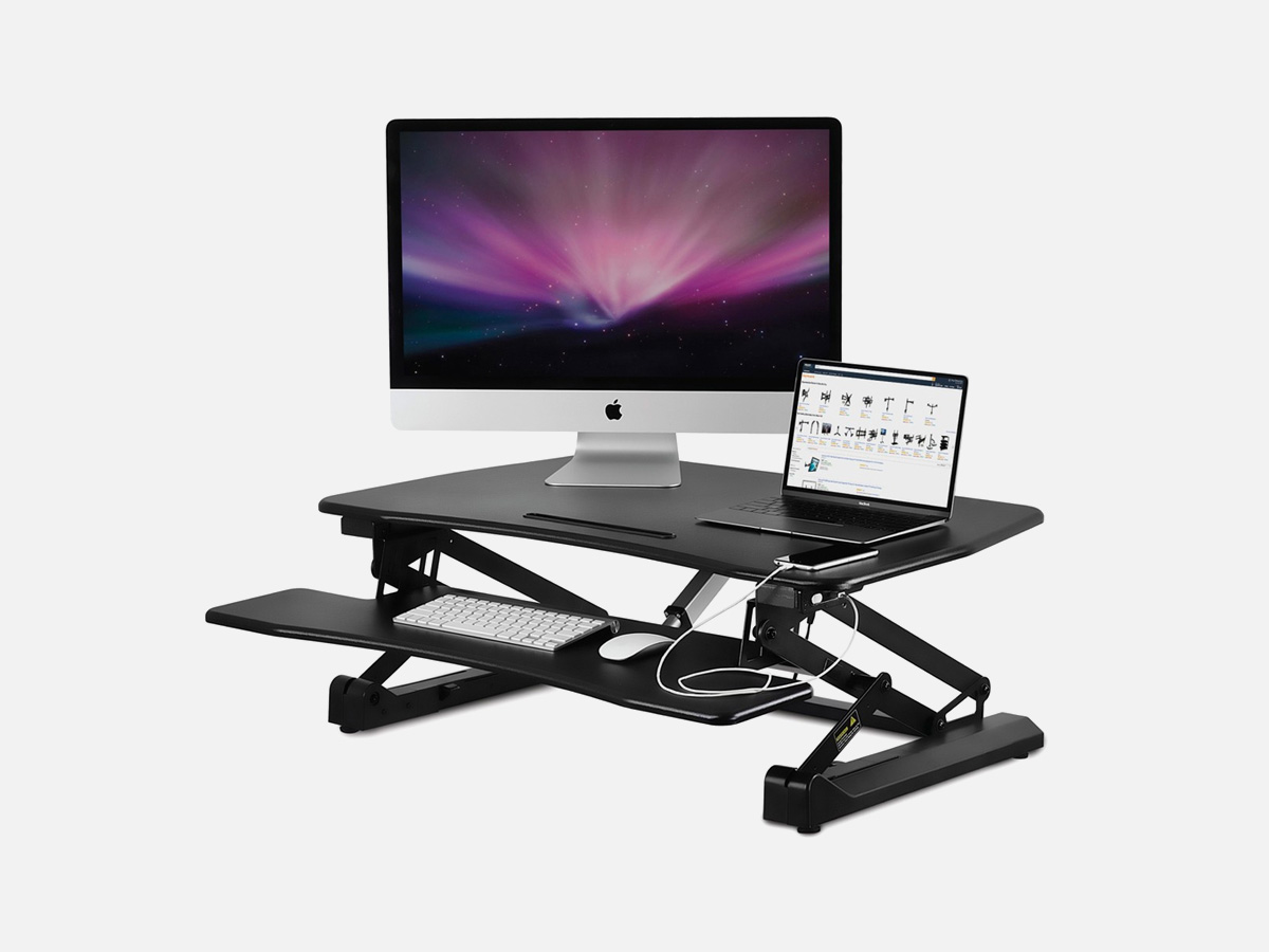 Mount-It! Electric Desk Converter with Built In USB Port
