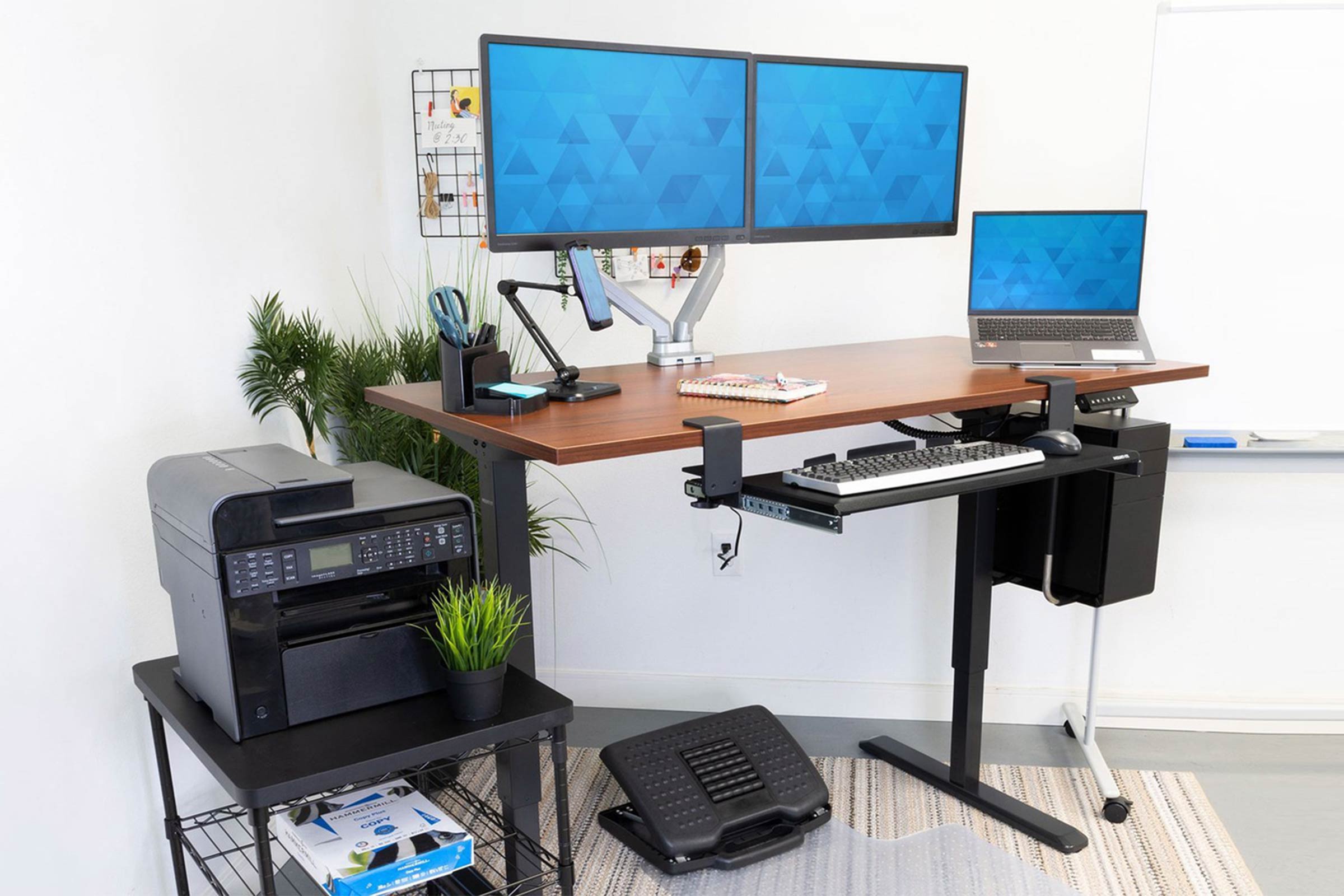 Integrated Electric Standing Desk with Monitor Mount, 1 Touch