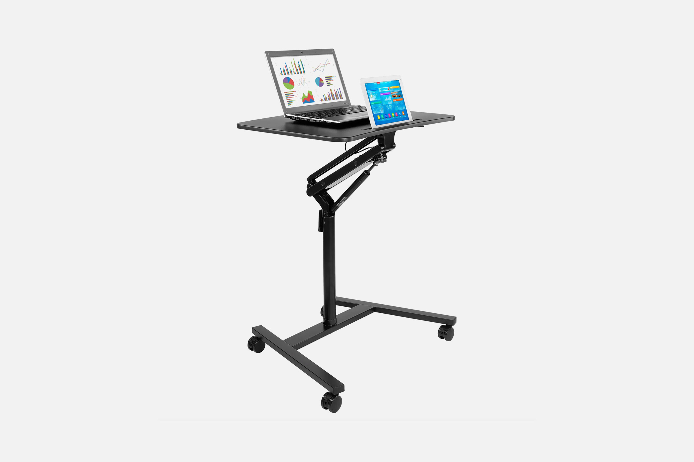 Mount-It! Mobile Standing Desk: Lockable Casters