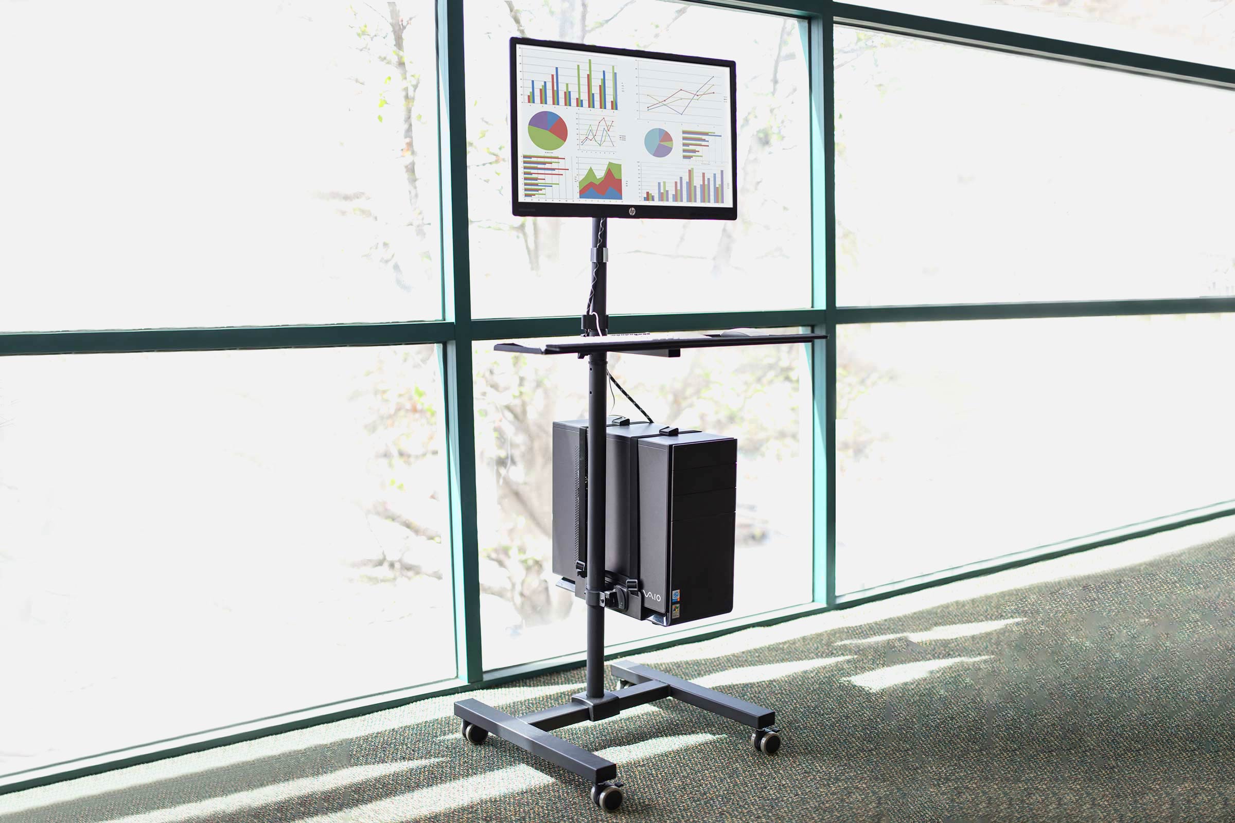 Mount-It! MI-7948 Mobile Cart With Monitor Mount & CPU Holder