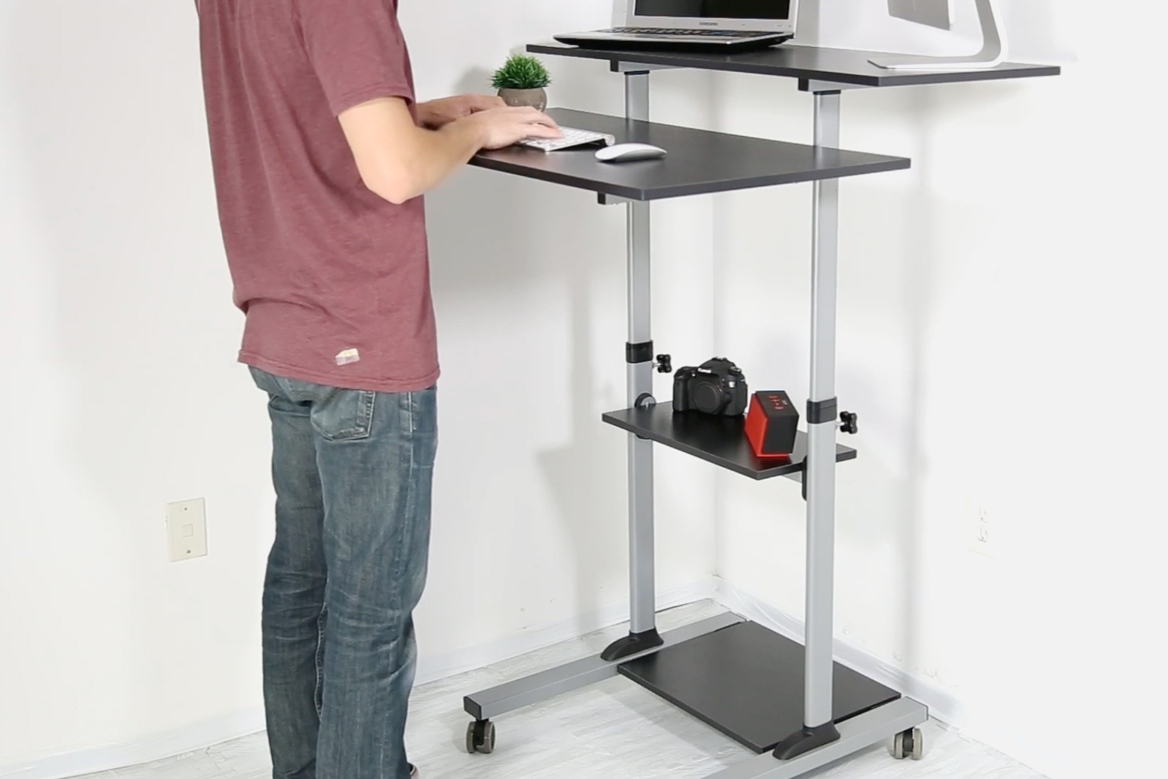Mount-It! Large Height Adjustable Rolling Stand up Desk