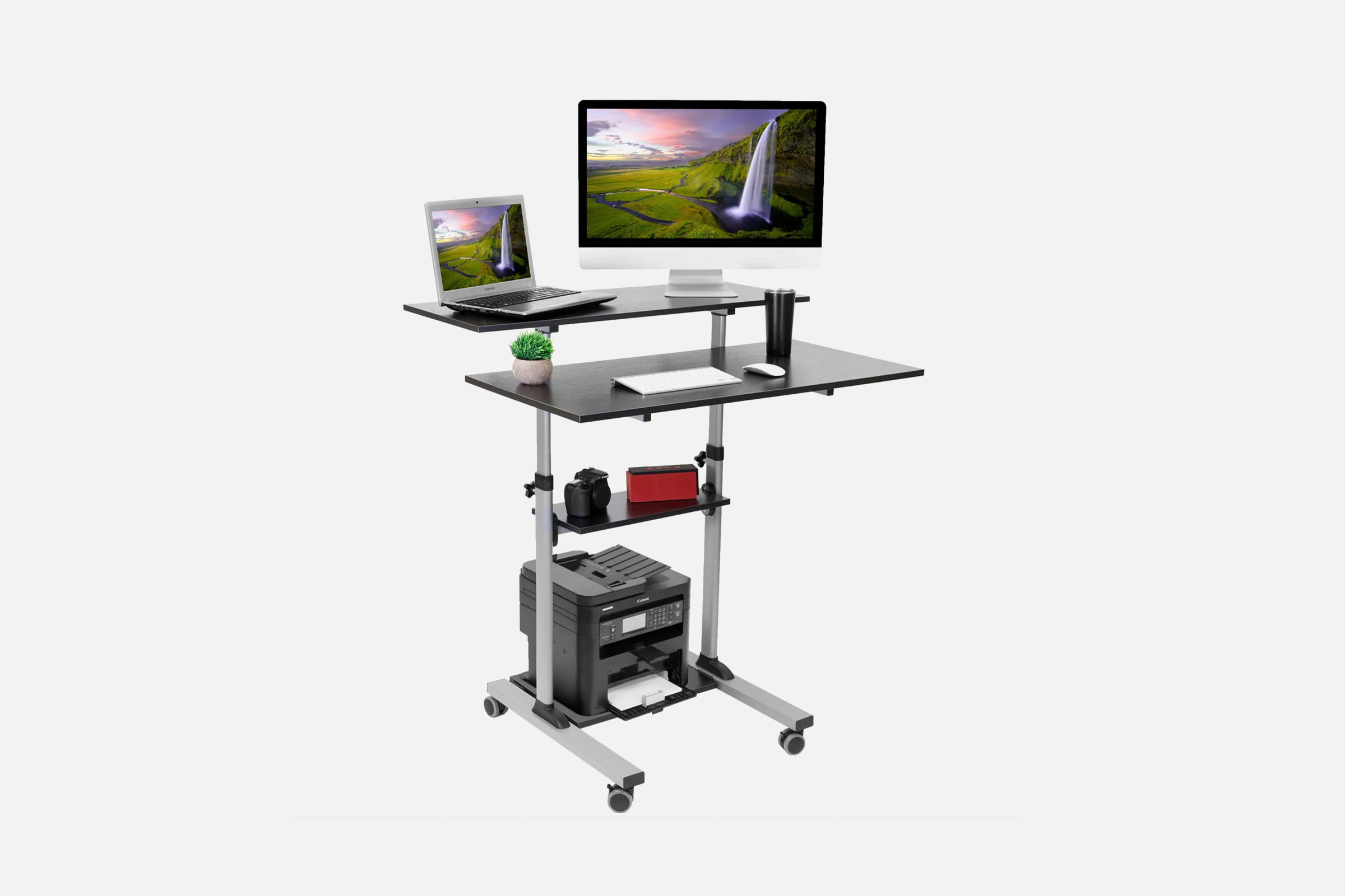 Mount-It! Large Height Adjustable Rolling Stand up Desk