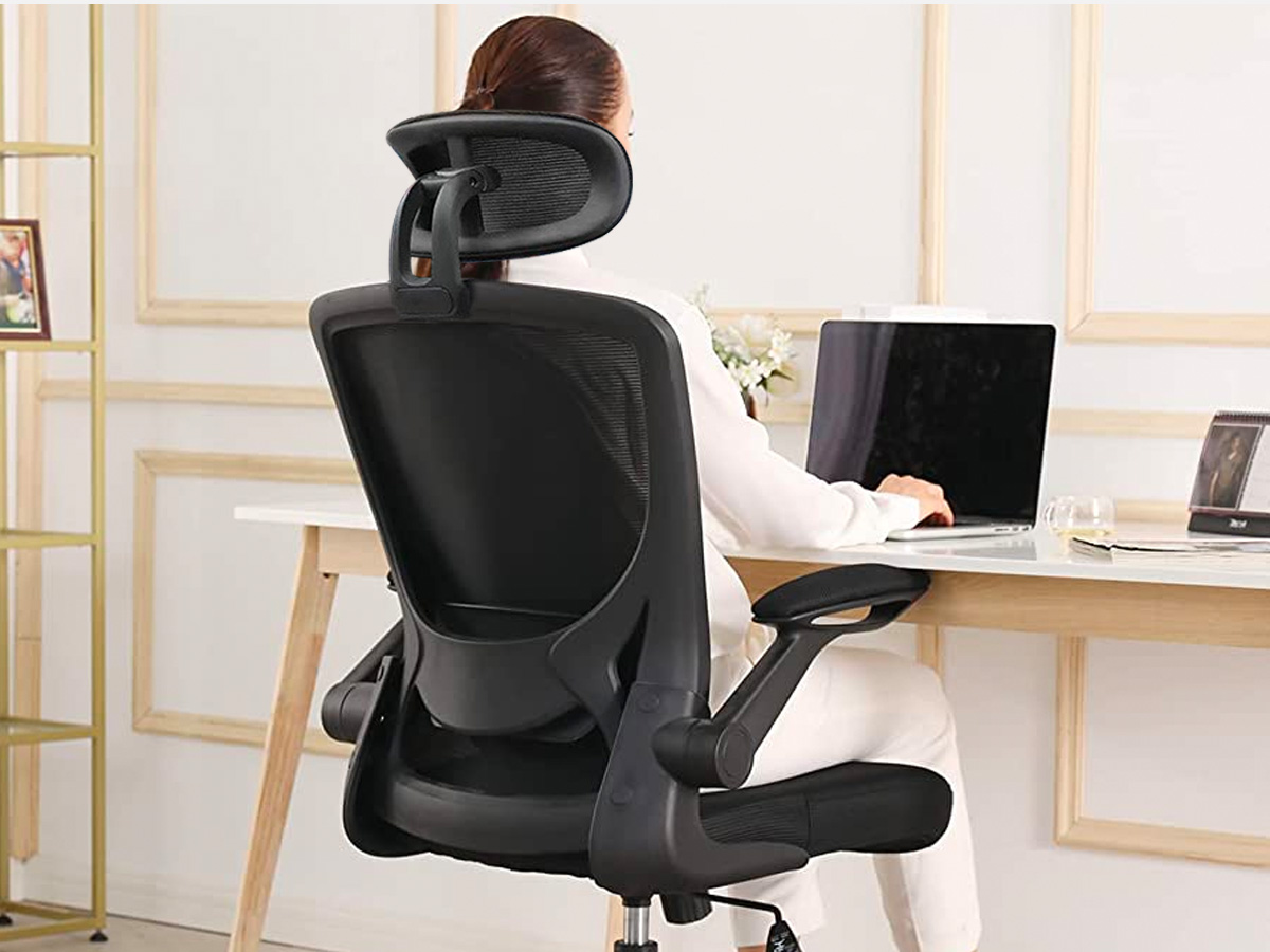 KERDOM Ergonomic Office Chair, Breathable Mesh Desk Chair with Headrest and Flip-Up Arms for Office,Gaming,Computer Lumbar Support Swivel Task Chair