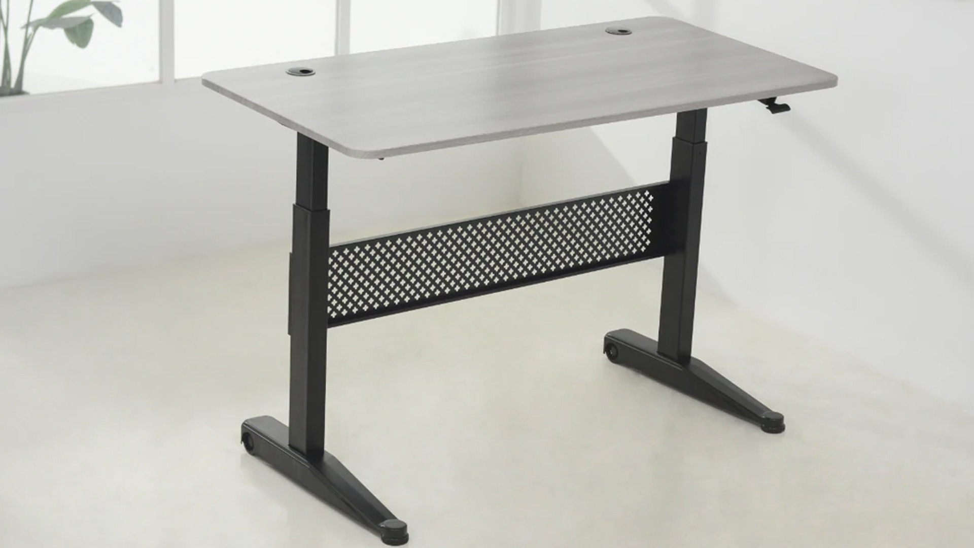 ApexDesk Standing Desk: Pneumatic Lift Mechanism Rustic Grey
