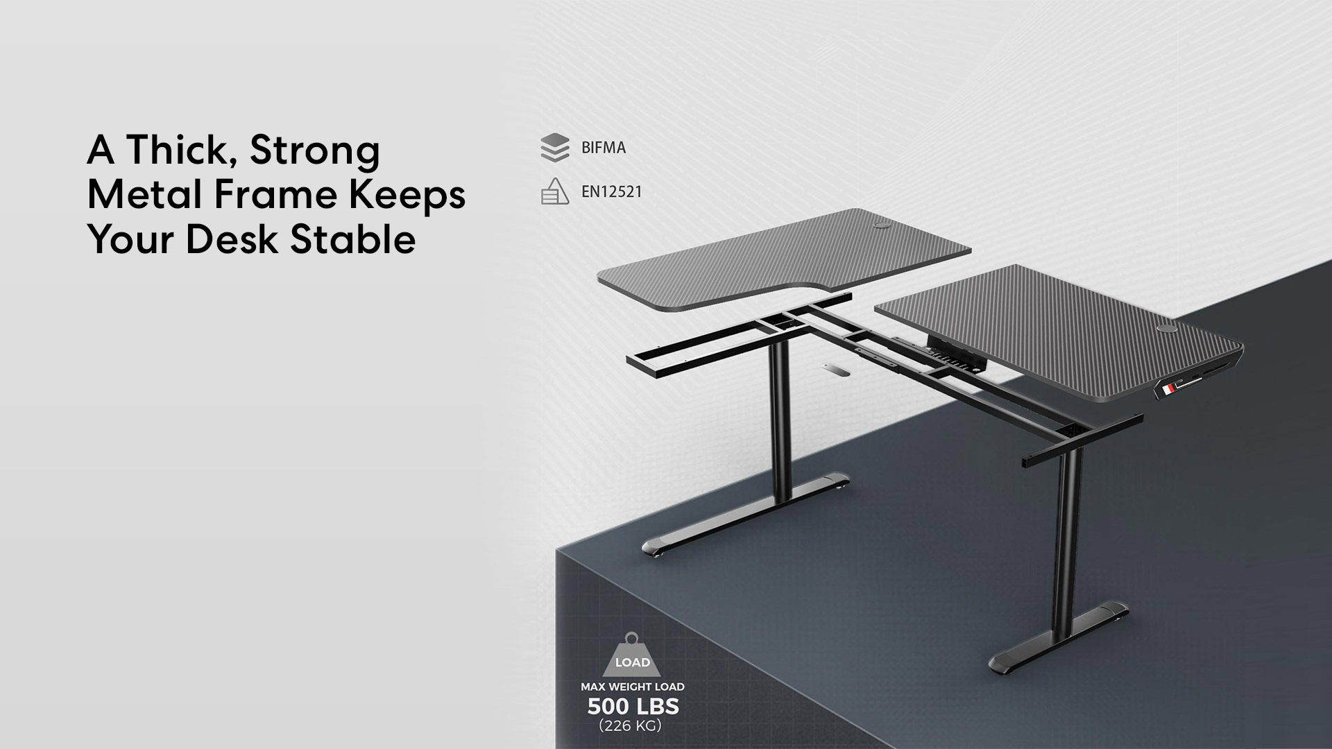 EUREKA L-shaped Desk: Carbon Fiber Surface & Additional Mousepad