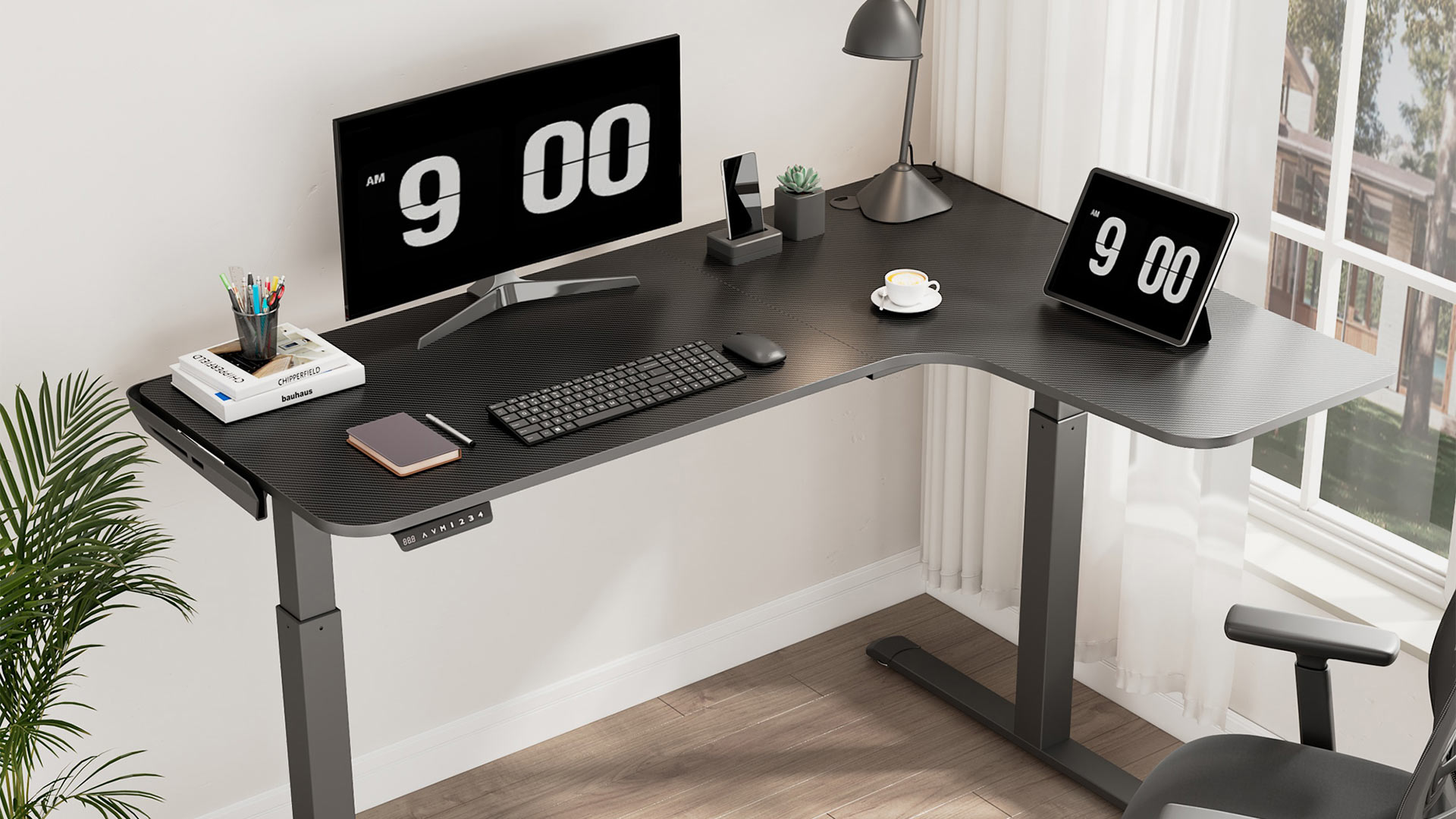 L01-60, L Desk Black / 60 / Right