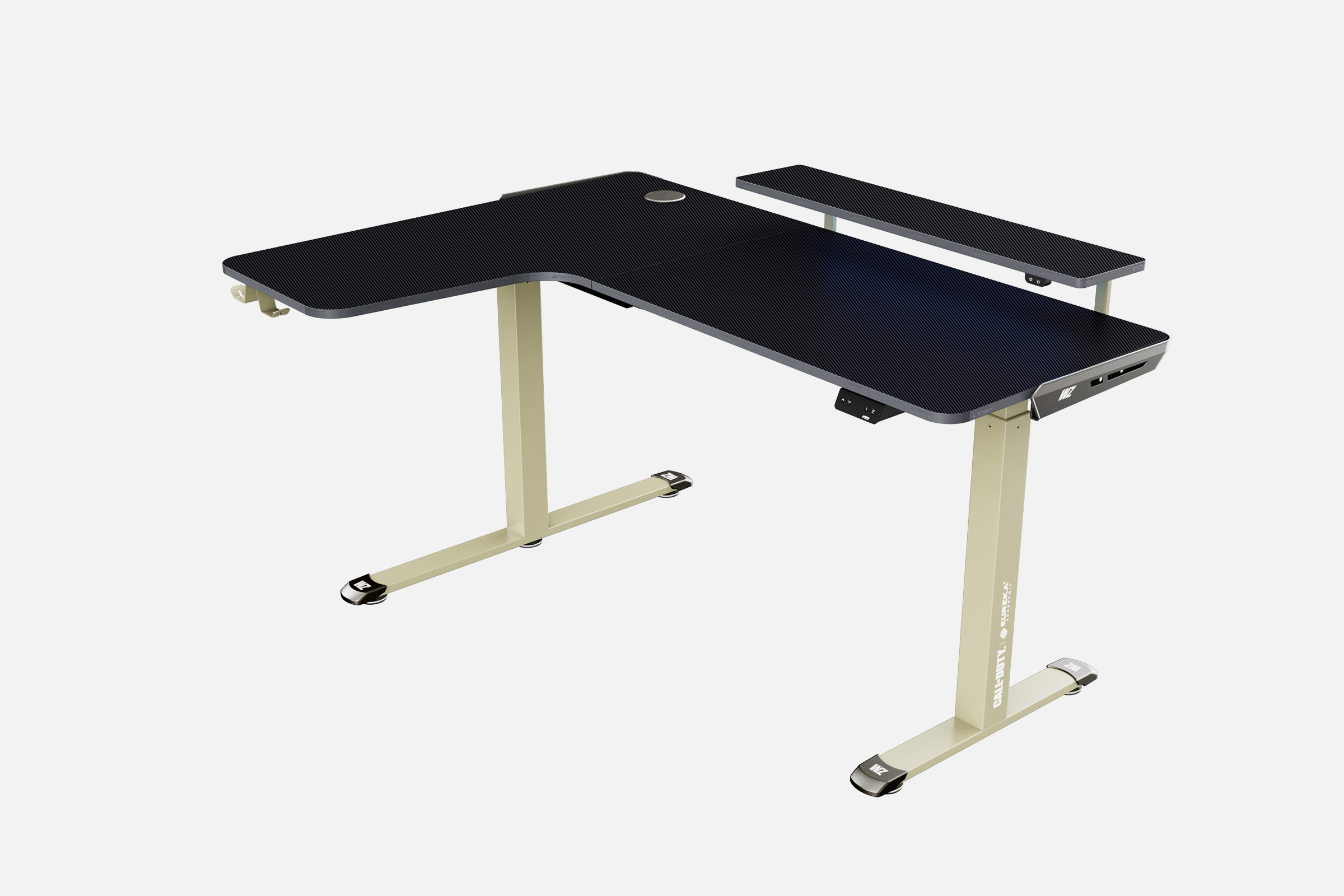 EUREKA L-shaped TechDesk: Monitor Stand & Dual Headphone Hook