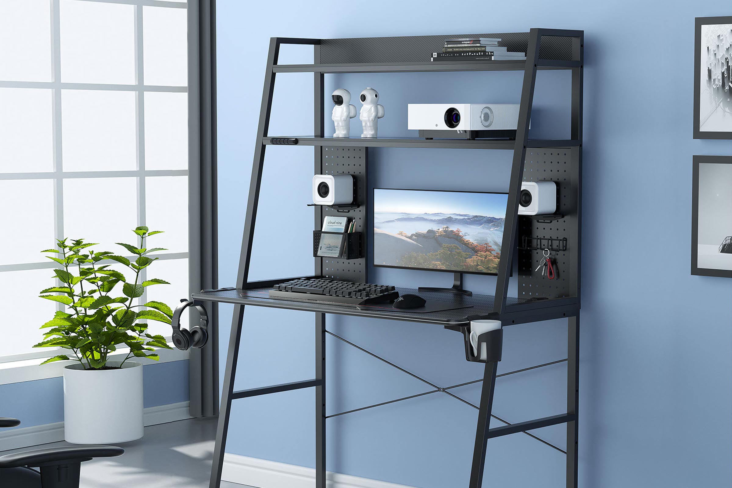 Eureka Ergonomic Computer Desk with Hutch, 43 Ladder
