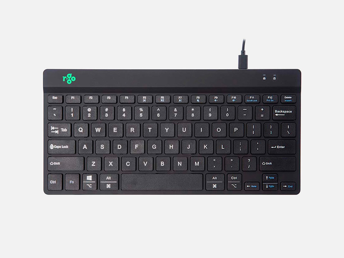 R-Go-Tools Ergonomic Break Compact Keyboard with LED Signals, Wired