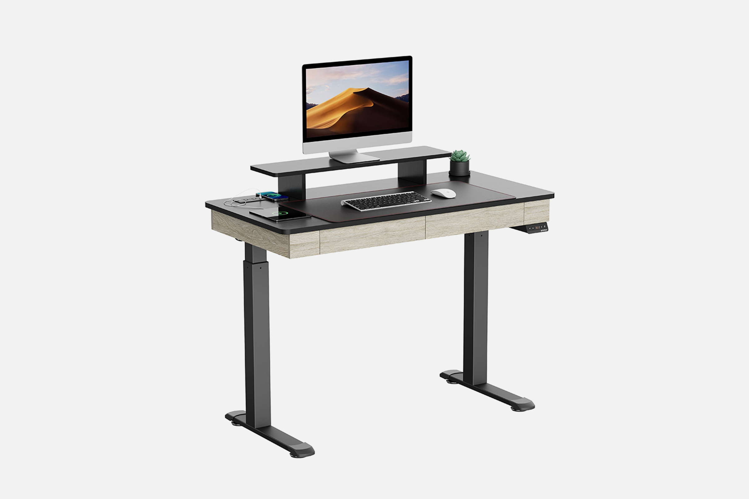 EUREKA ERGONOMIC Standing Desk: Double Drawers and Hutch
